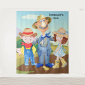 Personalisierter alter MacDonald's Farm Blue Trakt Wandteppich (Vorderseite)