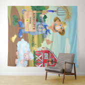 Personalisierter alter MacDonald's Farm Blue Trakt Wandteppich (Beispiel (Horizontal))