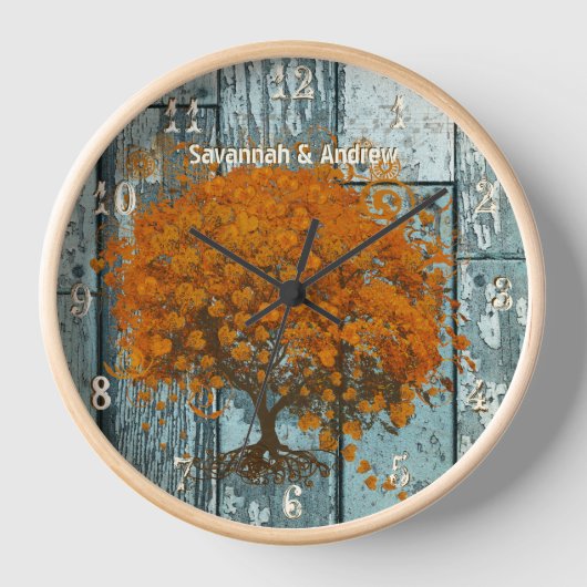 Personalisierter alter Rustikaler Wasserbaum Wanduhr (Vorderseite)
