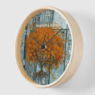 Personalisierter alter Rustikaler Wasserbaum Wanduhr