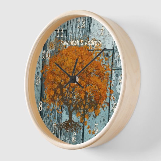 Personalisierter alter Rustikaler Wasserbaum Wanduhr (Winkel)