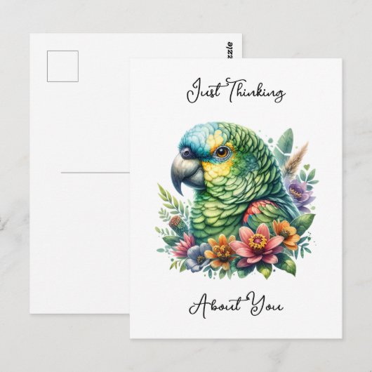 Personalisierter Amazon Parrot denkt über Sie nach Postkarte (Vorne/Hinten)