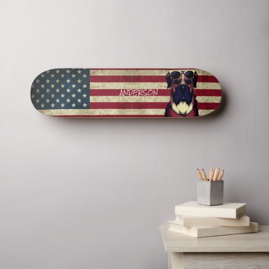 Personalisierter American Bull Dog Skateboard (Wandkunst (Horz))