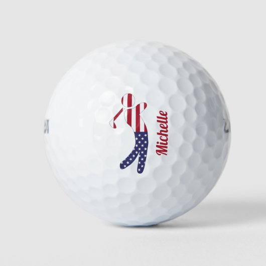 Personalisierter American Flag Golf Player Golfball (Vorderseite)