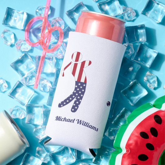 Personalisierter American Flag Golf Player Selters Dosenkühler (In Situ Sommer)