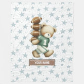 Personalisierter American Football Teddy Bear Blan Fleecedecke (Vorderseite)