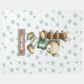 Personalisierter American Football Teddy Bear Blan Fleecedecke (Vorderseite (Horizontal))