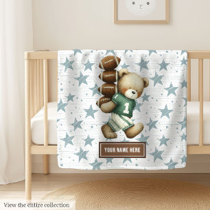 Personalisierter American Football Teddy Bear Blan Fleecedecke