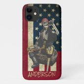 Personalisierter Amerikaner Skeleton Pirate Case-Mate iPhone Hülle (Rückseite)
