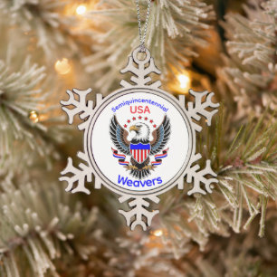 Personalisierter Amerikanischer 250. Geburtstag Schneeflocken Zinn-Ornament