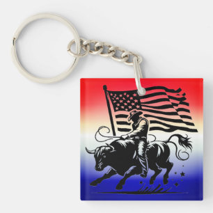 Personalisierter Amerikanischer Bull Rider Rodeo Schlüsselanhänger