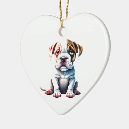 Personalisierter amerikanischer Bulldog Welpenhund Keramik Ornament (Links)