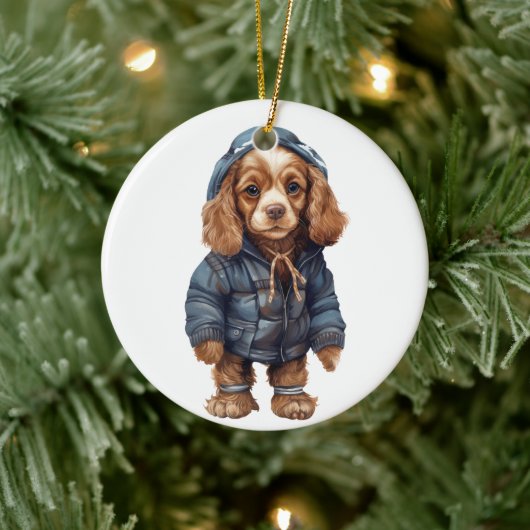 Personalisierter amerikanischer Cocker Spaniel Dog Keramik Ornament (Baum)