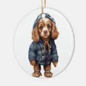 Personalisierter amerikanischer Cocker Spaniel Dog Keramik Ornament (Links)