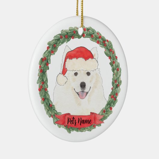Personalisierter amerikanischer Eskimo Dog Samoyed Keramik Ornament (Rechts)