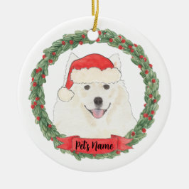 Personalisierter amerikanischer Eskimo Dog Samoyed Keramik Ornament