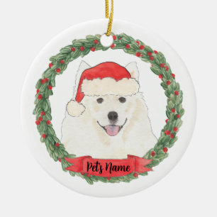Personalisierter amerikanischer Eskimo Dog Samoyed Keramik Ornament
