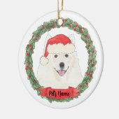 Personalisierter amerikanischer Eskimo Dog Samoyed Keramik Ornament (Links)