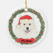 Personalisierter amerikanischer Eskimo Dog Samoyed Keramik Ornament (Hinten)