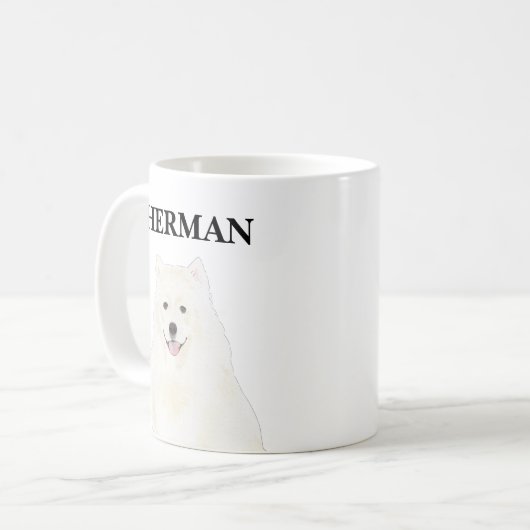 Personalisierter amerikanischer Eskimo Samoyed Hun Kaffeetasse (Vorderseite Links)