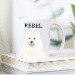 Personalisierter amerikanischer Eskimo Samoyed Hun Kaffeetasse<br><div class="desc">Ich bin in Liebe mit dieser wunderschön detaillierten Aquarellbild eines amerikanischen Eskimohunds oder samoyed! Personalisieren Sie diese Tasse der Keramik mit Ihrem Namen oder Monogramm und verändern Sie sogar die Grifffarbe, um Ihre Einrichtung zu ergänzen! Ändern Sie die Schriftart, indem Sie bei der Personalisierung die Option "Bearbeiten mit dem Designwerkzeug"...</div>