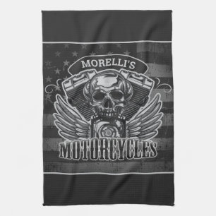 Personalisierter amerikanischer Flagge Biker-Toten Geschirrtuch
