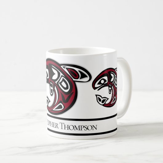 Personalisierter amerikanischer Orca Killer Whale Kaffeetasse (VorderseiteRechts)