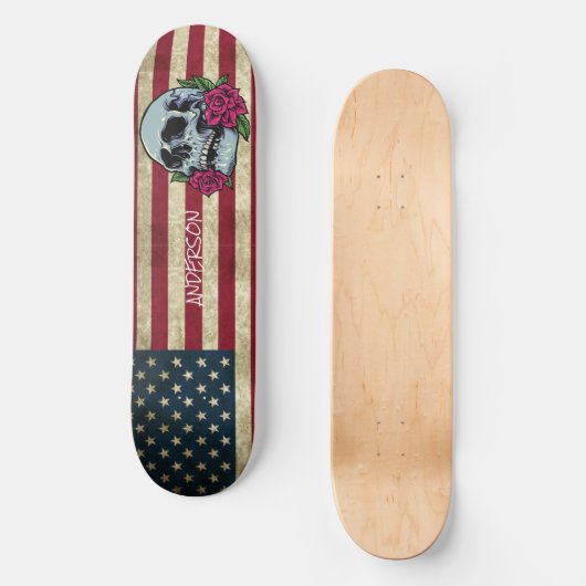 Personalisierter amerikanischer Schädel Skateboard (Vorderseite)