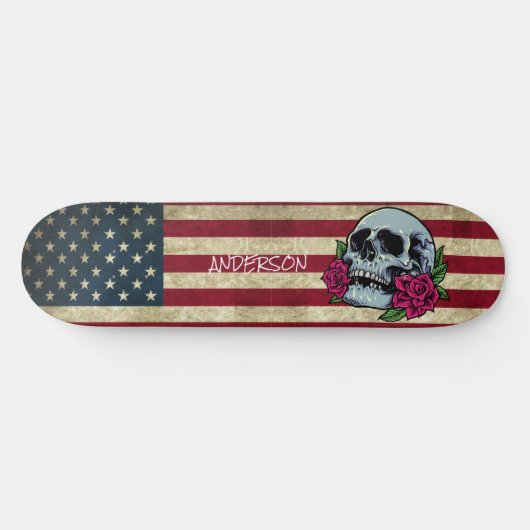 Personalisierter amerikanischer Schädel Skateboard (Horizontal)