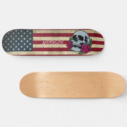 Personalisierter amerikanischer Schädel Skateboard (Horizontal)