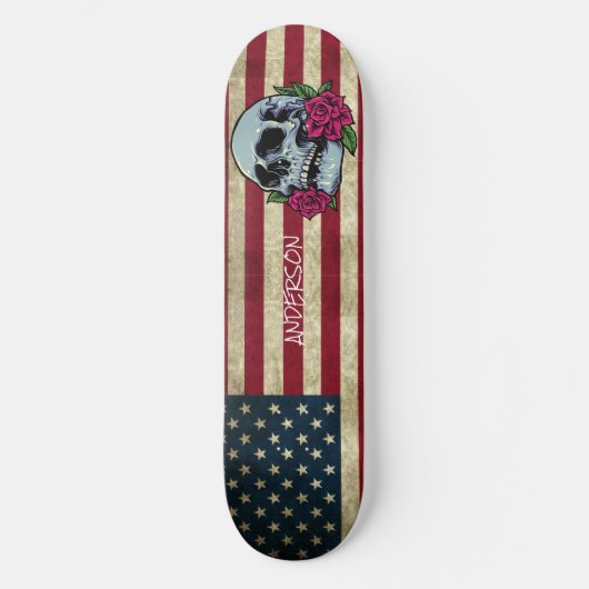 Personalisierter amerikanischer Schädel Skateboard (Vorderseite)