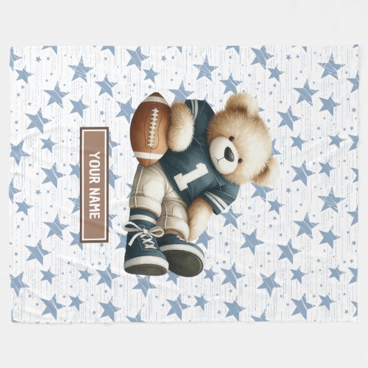 Personalisierter amerikanischer Teddybär Fleecedecke (Vorderseite (Horizontal))