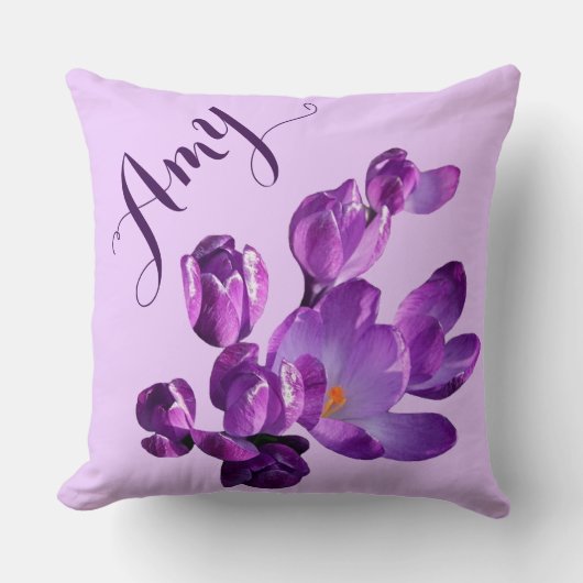 Personalisierter Amy-Name lila floral Kissen (Vorderseite)