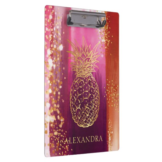 Personalisierter Ananas-Gold-Glitzer Klemmbrett (Rechts)