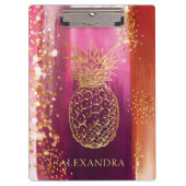 Personalisierter Ananas-Gold-Glitzer Klemmbrett (Vorderseite)