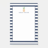Personalisierter Ananas-Navy-Stripe Post-it Klebezettel (Vorderseite)