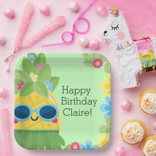 Personalisierter Ananas Pappteller (Party)