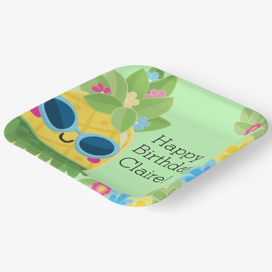 Personalisierter Ananas Pappteller (Gewinkelt)
