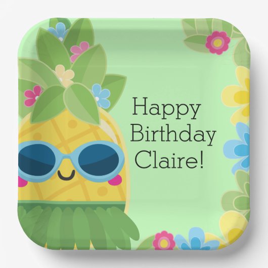 Personalisierter Ananas Pappteller (Vorderseite)