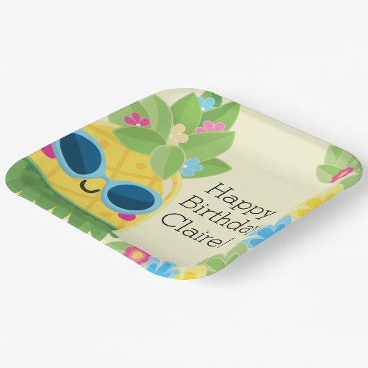 Personalisierter Ananas Pappteller (Gewinkelt)