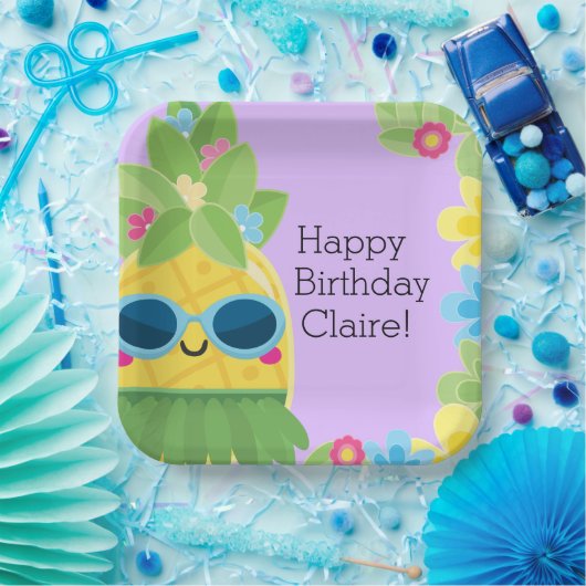 Personalisierter Ananas Pappteller (Party)