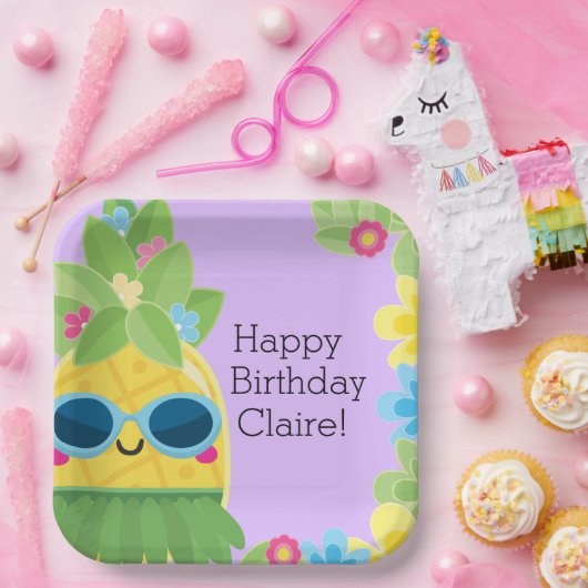 Personalisierter Ananas Pappteller (Party)