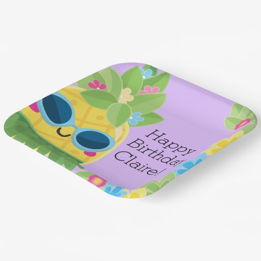 Personalisierter Ananas Pappteller (Gewinkelt)