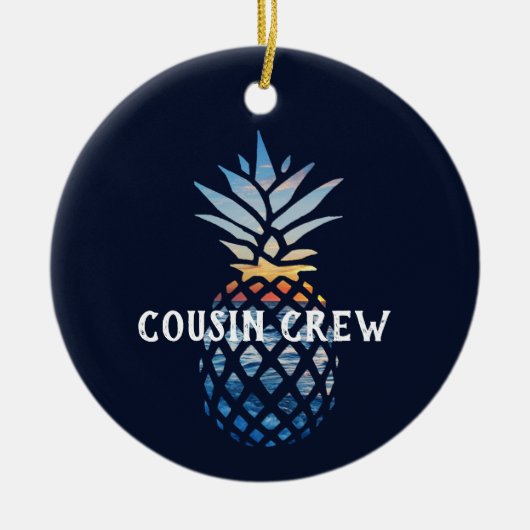 Personalisierter Ananas Tropischer Sonnenuntergang Keramik Ornament (Vorne)