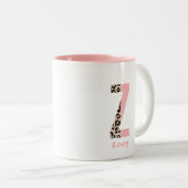 Personalisierter anfänglicher Z Leopard-Farbblock Zweifarbige Tasse (VorderseiteRechts)