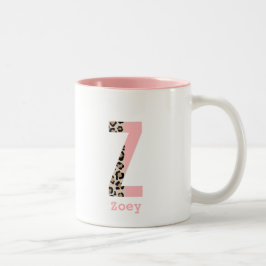 Personalisierter anfänglicher Z Leopard-Farbblock Zweifarbige Tasse