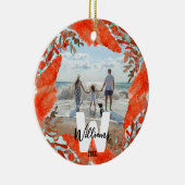 Personalisierter Anfangs-, Name- und Jahresroter K Keramik Ornament (Rechts)