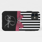 Personalisierter Anfangs-, rosa, schwarzer Case-Mate iPhone Hülle (Rückseite (Horizontal))