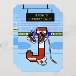 Personalisierter Anfangsbrief J Ice Hockey Einladung
