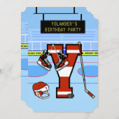 Personalisierter Anfangsbrief Y Eishockey Einladung (Vorne/Hinten)